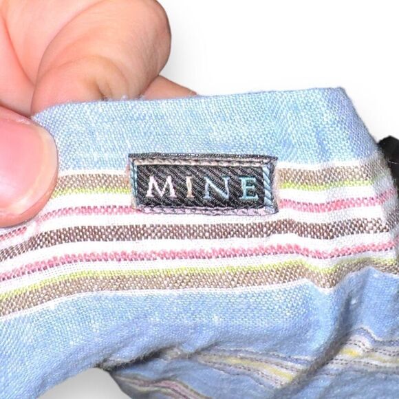 Mine London Pastel Stripe Pure Linen Button Down Shirt M - Picture 9 of 11